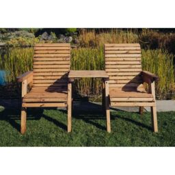 Churnet Valley Garden Furniture Ltd Valley Love Seat Square - Timber - Flat Pack - Partially Assembled in Brown - thumbnail 1