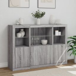 Berkfield Home Sideboards with LED Lights 3 pcs Grey Sonoma Engineered Wood - thumbnail 4