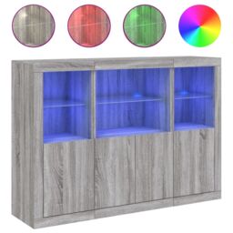 Berkfield Home Sideboards with LED Lights 3 pcs Grey Sonoma Engineered Wood - thumbnail 2