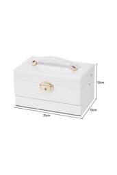ExtraStar Women's Elegant White Jewelry Storage Box with Velvet Lining - thumbnail 3