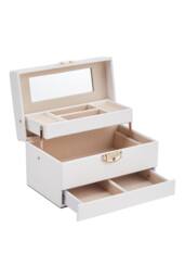 ExtraStar Women's Elegant White Jewelry Storage Box with Velvet Lining - thumbnail 4