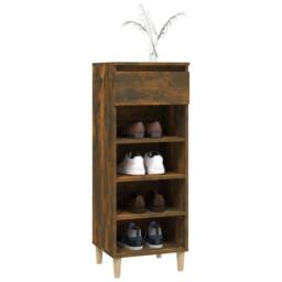 Berkfield Home Shoe Cabinet Smoked Oak 40x36x105 cm Engineered Wood in Brown - Size: 40 x 36 x 105 cm - thumbnail 8