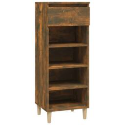 Berkfield Home Shoe Cabinet Smoked Oak 40x36x105 cm Engineered Wood in Brown - Size: 40 x 36 x 105 cm - thumbnail 3
