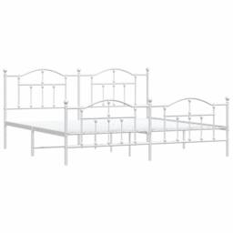Berkfield Home Metal Bed Frame with Headboard & Footboard White 193x203 cm - thumbnail 3