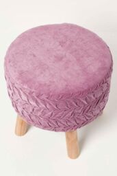 Homescapes Lyla Pleated Velvet Footstool in Lilac - thumbnail 5