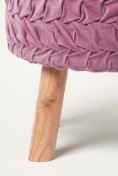 Homescapes Lyla Pleated Velvet Footstool in Lilac - thumbnail 3