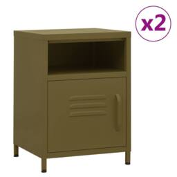 Berkfield Home Nightstands 2 pcs Olive Green 35x35x51 cm Steel - Size: 35 x 35 x 51 cm - thumbnail 2
