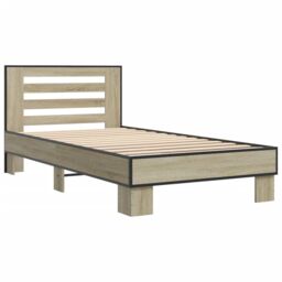 Berkfield Home Bed Frame without Mattress Sonoma Oak 75x190 cm Small Single in Brown - thumbnail 3