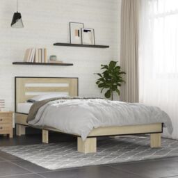 Berkfield Home Bed Frame without Mattress Sonoma Oak 75x190 cm Small Single in Brown - thumbnail 1