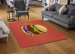 Benjamin Tate Design The Pop Art Illustration Of Burger Designer Rug in Natural - Size: Large - thumbnail 2