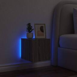 Berkfield Home TV Wall Cabinet with LED Lights Grey Sonoma 30.5x35x30 cm - thumbnail 4