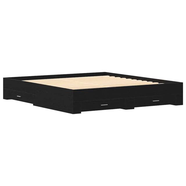 Berkfield Home Bed Frame with Drawers Black Oak 180x200 cm Engineered Wood - image 1