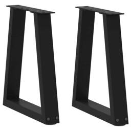 Berkfield Home Modern Dining Table Legs V-Shape 2 pcs Black 38x(42-43.3) cm Steel - thumbnail 2