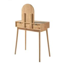 CALICOSY Dressing Table With Mirror & 2 Drawers With Rattan Fronts, 80 Cm in Light Brown - thumbnail 7