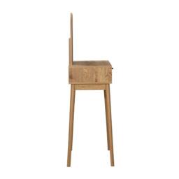 CALICOSY Dressing Table With Mirror & 2 Drawers With Rattan Fronts, 80 Cm in Light Brown - thumbnail 6