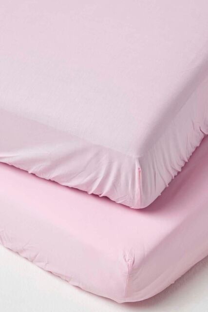 Homescapes Cotton Cot Bed Fitted Sheets 200 Thread Count, 2 Pack in Pink - image 1
