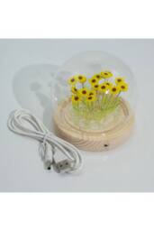 KDMD Floral Glow Garden Dome with Sunflowers - LED USB Decor in Yellow - thumbnail 2