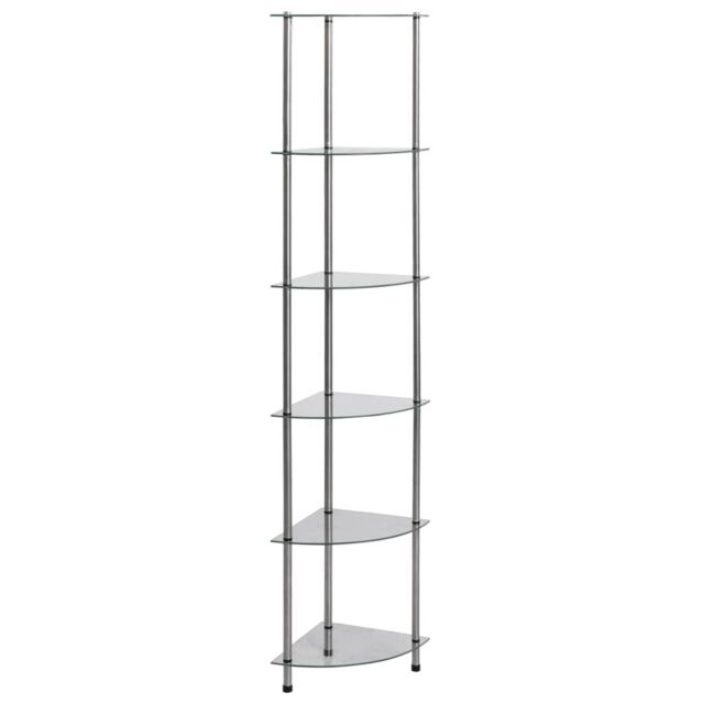 Berkfield Home 6-Tier Shelf Transparent 30x30x160 cm Tempered Glass in Clear - Size: 30 x 30 x 160 cm - image 1