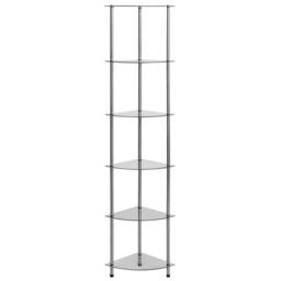 Berkfield Home 6-Tier Shelf Transparent 30x30x160 cm Tempered Glass in Clear - Size: 30 x 30 x 160 cm - thumbnail 2