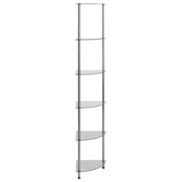 Berkfield Home 6-Tier Shelf Transparent 30x30x160 cm Tempered Glass in Clear - Size: 30 x 30 x 160 cm - thumbnail 4