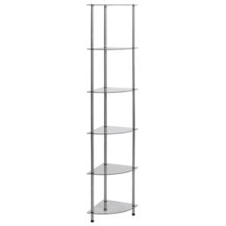 Berkfield Home 6-Tier Shelf Transparent 30x30x160 cm Tempered Glass in Clear - Size: 30 x 30 x 160 cm