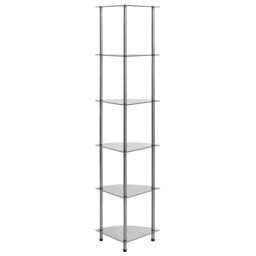 Berkfield Home 6-Tier Shelf Transparent 30x30x160 cm Tempered Glass in Clear - Size: 30 x 30 x 160 cm - thumbnail 3
