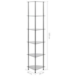 Berkfield Home 6-Tier Shelf Transparent 30x30x160 cm Tempered Glass in Clear - Size: 30 x 30 x 160 cm - thumbnail 6