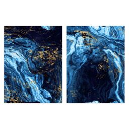 Artery8 Wall Art Print Abstract Dark Blue & Gold Marble Set Of 2 s Living Room Aesthetic Vein Mineral A4 - thumbnail 1