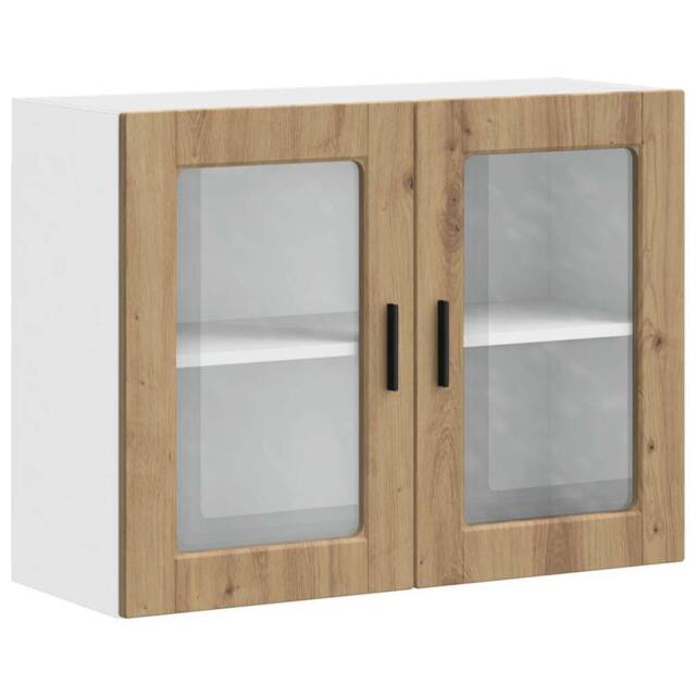 Berkfield Home Kitchen Wall Cabinet with Glass Door Porto Artisan Oak in Brown - image 1
