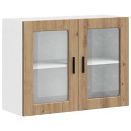 Berkfield Home Kitchen Wall Cabinet with Glass Door Porto Artisan Oak in Brown - thumbnail 1
