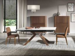 Angel Cerda Brown Leatherette Dining Chair with Walnut-Coloured - thumbnail 5