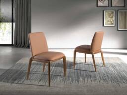 Angel Cerda Brown Leatherette Dining Chair with Walnut-Coloured - thumbnail 3