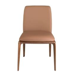 Angel Cerda Brown Leatherette Dining Chair with Walnut-Coloured - thumbnail 2
