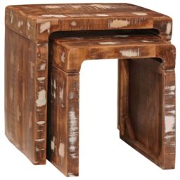 Berkfield Home End Tables Multicolour Solid reclaimed wood - thumbnail 1