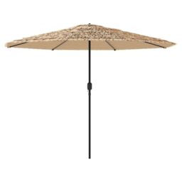 Berkfield Home Garden Parasol with Steel Pole Brown 324x324x247 cm - Size: 324 x 324 x 247 cm - thumbnail 5