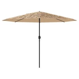 Berkfield Home Garden Parasol with Steel Pole Brown 324x324x247 cm - Size: 324 x 324 x 247 cm - thumbnail 4