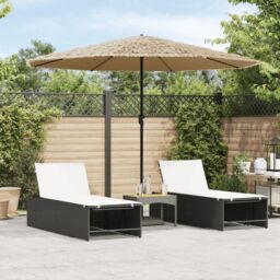 Berkfield Home Garden Parasol with Steel Pole Brown 324x324x247 cm - Size: 324 x 324 x 247 cm - thumbnail 1