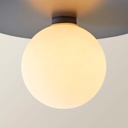 ValueLights Darla Frosted Globe IP44 Rated Bathroom Flush Ceiling Light with Bulb in Dark Navy - thumbnail 4