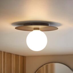 ValueLights Darla Frosted Globe IP44 Rated Bathroom Flush Ceiling Light with Bulb in Dark Navy - thumbnail 2