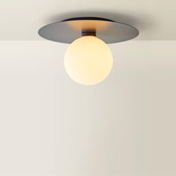 ValueLights Darla Frosted Globe IP44 Rated Bathroom Flush Ceiling Light with Bulb in Dark Navy - thumbnail 3