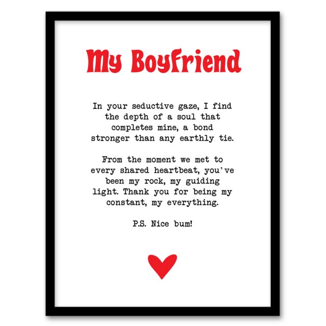 "Artery8 Love Poem My Everything Boyfriend Romantic Poetry Framed Art Print in White - Size: W12"" x H16""" - image 1