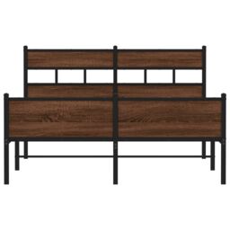 Berkfield Home Bed Frame without Mattress Brown Oak 140x190 cm Engineered Wood - thumbnail 4