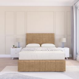 "Sloomy California Divan Bed Base Slate Naples 2 Drawers 12"" Footboard & 26"" Struts Headboard in Light Brown - Size: Small Double" - thumbnail 2