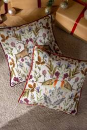 Evans Lichfield Mirrored Stag Watercolour Printed Piped Cushion in Red - Size: 43 cm x 43 cm - thumbnail 3