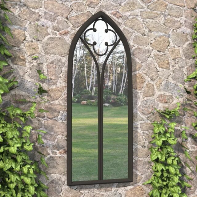 Berkfield Home Garden Mirror Black 100x45 cm Iron for Outdoor Use - image 1