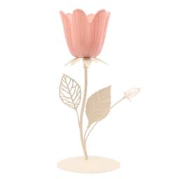 Hestia Pink & Cream Floral Single Candle Holder