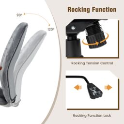 Costway Velvet Leisure Chair Adjustable Swivel Home Office Chair Rolling Computer Chair Grey - thumbnail 6