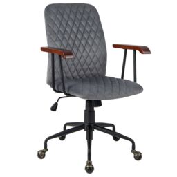 Costway Velvet Leisure Chair Adjustable Swivel Home Office Chair Rolling Computer Chair Grey