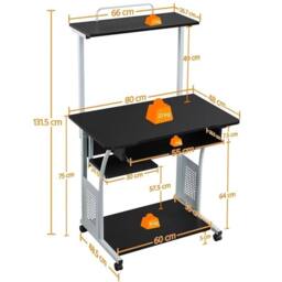 Kelvenix Small Corner Computer Desk w/ Printer Shelf in Black - Size: 0.6m2 - thumbnail 2