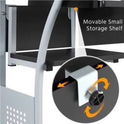 Kelvenix Small Corner Computer Desk w/ Printer Shelf in Black - Size: 0.6m2 - thumbnail 5
